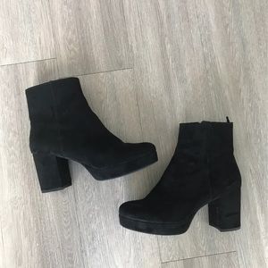 Black Suede Heel Boots